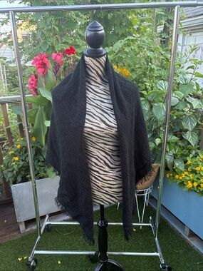 48 x 48 Black Fringed Wrap Shawl
